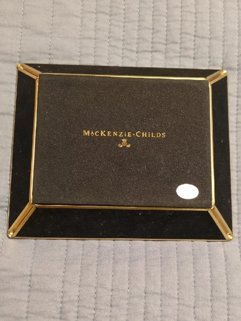 MacKenzie-Childs Black and White Check Tray with Gold Trim - Picture 2 of 3